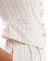 New Look pinstripe linen look waistcoat in white