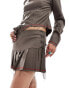 COLLUSION co-ord pleated mini skirt with lace up detail and raw hem