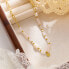 Decent gold plated necklace with pearls and beads