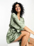 Six Stories bridesmaid robe with embroidery in sage