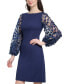 Contrast-Sleeve Sheath Dress