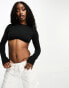 Kaiia underbust long sleeve top in black