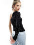 Фото #7 товара Mango one shoulder hot fix top in black