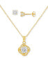 2-Pc. Set Cubic Zirconia Swirl Pendant Necklace & Solitaire Stud Earrings in 18k Gold-Plated Sterling Silver, Created for Macy's