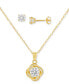 ფოტო #1 პროდუქტის 2-Pc. Set Cubic Zirconia Swirl Pendant Necklace & Solitaire Stud Earrings in 18k Gold-Plated Sterling Silver, Created for Macy's