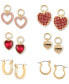 ფოტო #1 პროდუქტის Gold-Tone 6-Pc. Set Crystal Interchangeable Heart Charm & Huggie Hoop Earrings