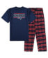 ფოტო #1 პროდუქტის Men's Navy, Red Distressed New England Patriots Big and Tall Flannel Sleep Set