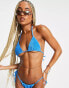 New Girl Order festival triangle bikini top in cobalt towelling