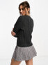 Object knitted rib v neck jumper in dark grey dgm, M - фото #5