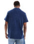 Polo Ralph Lauren icon logo pocket short sleeve lightweight cotton terry revere collar shirt in navy