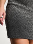 New Look stretch glitter mini skirt in silver