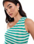 Pull&Bear crochet one shoulder top in green stripe