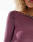 COLLUSION long sleeve slash neck top with overlocking in pink