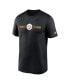 Фото #2 товара Men's Black Pittsburgh Steelers Horizontal Lockup Legend Performance T-shirt