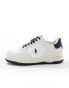 Polo Ralph Lauren Masters court leather trainer with logo in white and navy