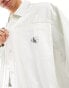 Calvin Klein Jeans badge blocking overshirt in white wash