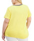 ფოტო #2 პროდუქტის Plus Size Contrast Trim V-Neck Top