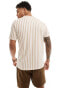 ASOS DESIGN t-shirt in textured beige stripe Бежевый, S - Chest 38 - фото #4