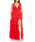 ფოტო #5 პროდუქტის Women's Plus Size Ruffle Tiered Sleeveless V Neck Gown