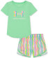 ფოტო #1 პროდუქტის Toddler & Little Girls Logo T-Shirt & Printed Shorts, 2 Piece Set