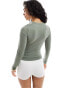 Фото #3 товара Hollister seamless long sleeve top in khaki