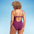 Фото #3 товара Women's Ribbed Plunge Twist-Front One Piece Swimsuit - Shade & Shore Purple L