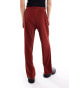 ASOS DESIGN wide plisse suit trousers in red