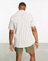 ASOS DESIGN revere towelling shirt in neutral stripe