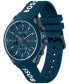 ფოტო #2 პროდუქტის Men's Velocity Quartz Fashion Chronograph Blue Silicone Strap Watch 44mm