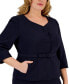 Фото #4 товара Plus Size Collarless Belted Jacket and Column Skirt Suit