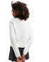 Pieces knitted cardigan with satin bow ribbon front in white