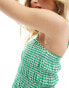 Фото #4 товара Esmee ruched maxi beach dress in green and white gingham