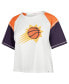ფოტო #2 პროდუქტის Women's Cream Distressed Phoenix Suns Premier Raglan Cropped T-shirt