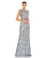 Фото #1 товара Women's Embellished Illusion Cap Sleeve Column Gown