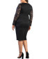 Фото #4 товара Women's Plus Size Valentina Long Sleeve Lace Illusion Dress