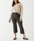 Plus Size Printed Crop Bootcut Pant with Belt