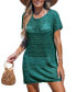 ფოტო #1 პროდუქტის Women's Apricot Open Knit Scalloped Mini Cover-Up