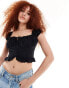 Фото #3 товара Hollister corset top with cap sleeve in black