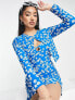 Фото #3 товара Wednesday's Girl mini cami slip dress with cropped cardigan set in blue floral