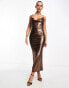 ASOS DESIGN maxi dress with cami strap and plunge neckline in gold foil