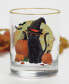 14-Ounce 22 Carat Gold-Tone Rim DOF (Double Old Fashioned) Glass Set of 4 - Witch Cat Moon