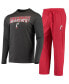 ფოტო #1 პროდუქტის Men's Red, Heathered Charcoal Distressed Cincinnati Bearcats Meter Long Sleeve T-shirt and Pants Sleep Set