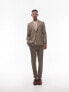 Topman super skinny herringbone double breasted suit jacket in brown Chest 40 Regular - фото #11