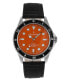 Фото #1 товара Часы и аксессуары PEUGEOT Мужские спортивные наручные часы с оранжевым циферблатом и канвасным ремешком 42 мм