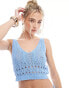 Фото #2 товара Threadbare crochet crop top & maxi skirt set in blue