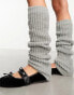 Фото #3 товара Damson Madder chunky knitted leg warmers in pale grey