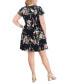 Фото #2 товара Plus Size Printed Jewel-Neck Fit & Flare Dress