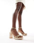 Фото #3 товара Glamorous Wide Fit braided espdrille heeled sandals in gold