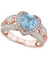 ფოტო #1 პროდუქტის Blue Topaz (2 ct. t.w.) & Diamond (1/10 ct. t.w.) Heart Ring in 18k Rose Gold-Plated Sterling Silver