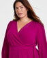 ფოტო #4 პროდუქტის Plus Size Tie-Front Wrap Maxi Dress